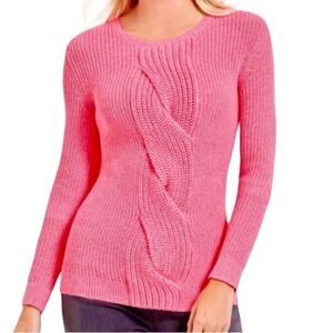 Talbots Chunky Sweater with Center Twist Detail in Pink Heather Women’s M